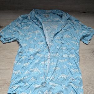 Earthbound Blue Cloud Dino Button Down